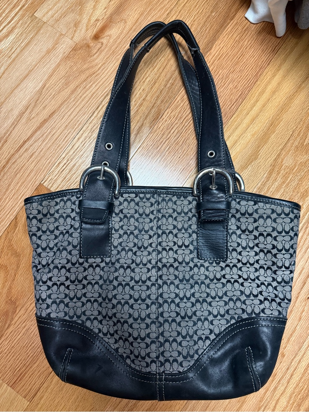 Coach Black and Gray Signature Jacquard Tote